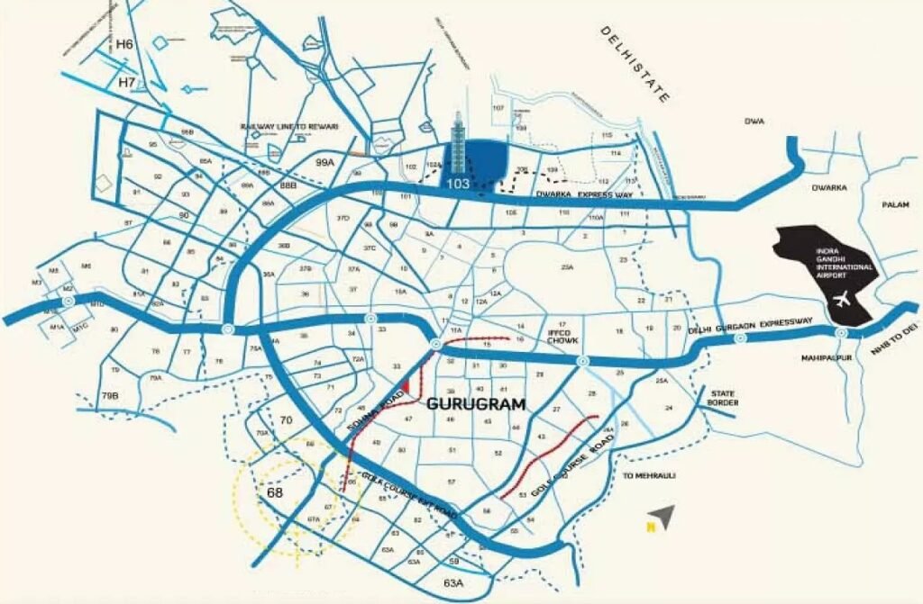 Hcbs-auroville-plaza-sector-103-gurgaon-location-map